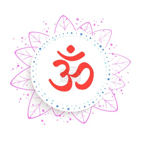 Ilustración de Om o Aum sonido sagrado indio. El símbolo de la tríada divina de Brahma, Vishnu y Shiva. El signo del antiguo mantra. Ilustración vectorial - Imagen libre de derechos