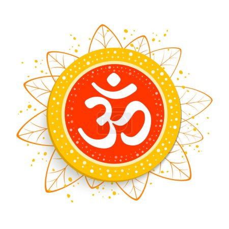 Ilustración de Om o Aum sonido sagrado indio. El símbolo de la tríada divina de Brahma, Vishnu y Shiva. El signo del antiguo mantra. Ilustración vectorial - Imagen libre de derechos