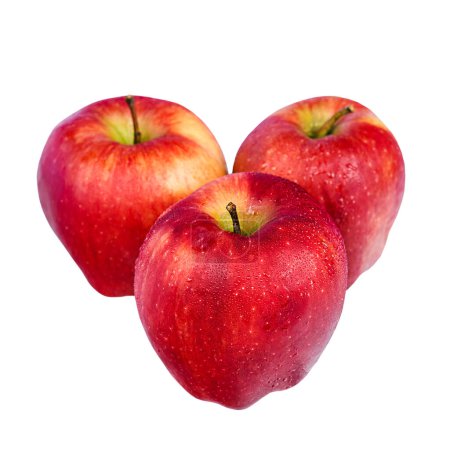 Photo for Three red apples with water drops isolate - Royalty Free Image