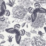 Floral seamless pattern. Flowers peonies, hydrangea, tulips and butterflies. Black and white background. Vintage engraving. Vector illustration. Design for textile, wallpaper, paper.