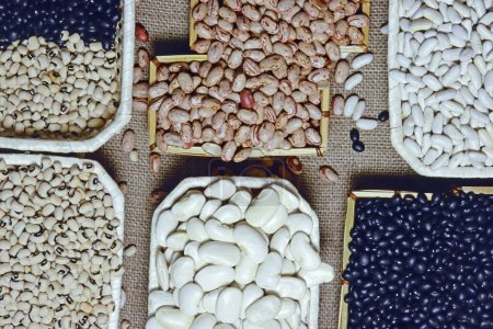 Photo for Some varieties of beans contained in small basket - Royalty Free Image