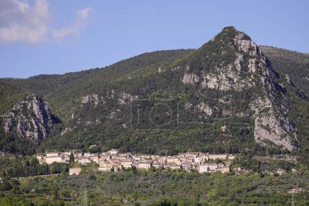 panoramic view of the village of cesi, terni, umbria, ital