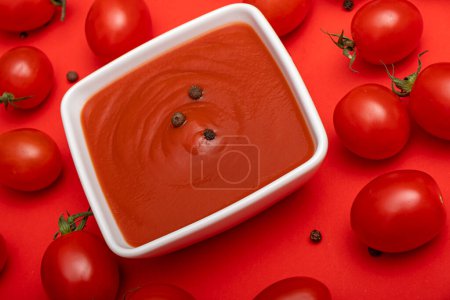 Photo for Cherry tomatoes - a source of vitamins C, E, beta-carotene and valuable lycopene, as well as large amounts of potassium. - Royalty Free Image