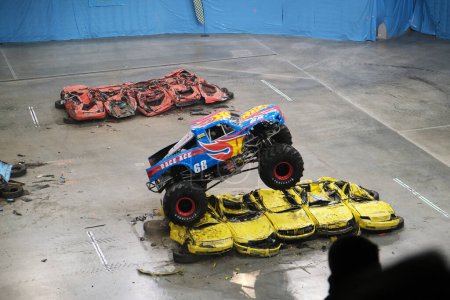 Photo for Chorzw, Poland. 22 march 2022. Hot wheels monster truck in action - Royalty Free Image