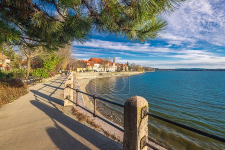Téléchargez les photos : Vieille vue sur le lac à Tata City, Hongrie - en image libre de droit