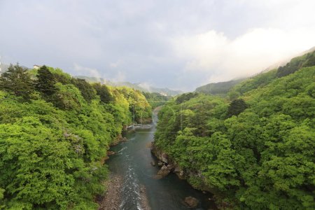 Téléchargez les photos : Beau paysage de la rivière Kinugawa et de la ville de Kinugawa - en image libre de droit