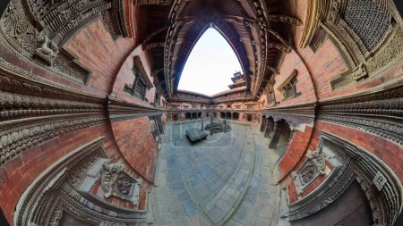 360 panorama view of the Sundari Chowk in Patan Durbar Square, kathmandu