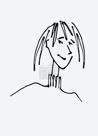 Ilustración de Avatar de una joven. ilustraciones de línea, estilo plano, elemento vectorial aislado, letras de mano - Imagen libre de derechos