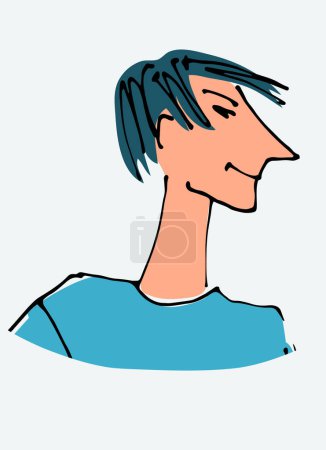 Illustration for Avatar of a young man. line illustrations, Flat style, isolated vector element, hand lettering - Royalty Free Image