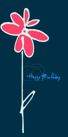 Happy Bday greeting card design. Pastel Floral decoration and hand-lettered greeting phrase.