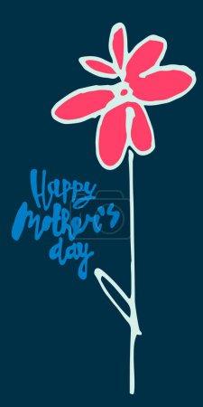 Illustration for Happy Mothers Day greeting card design. Elegant flowers and hand-lettered greeting phrase. Isolated on dark background - Royalty Free Image