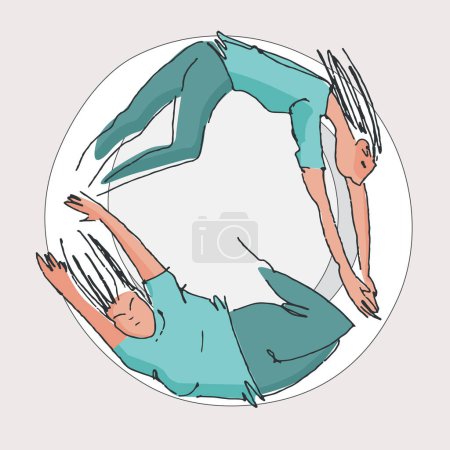 Illustration zum Problem der Essstörung - das Thema der körperlichen oder geistigen Gesundheit einer Person mittels Skizzentechnik