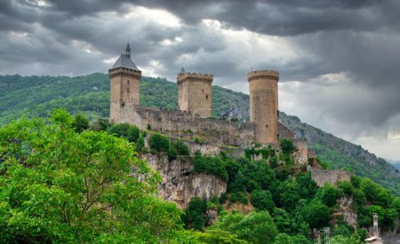 Photo for Old medieval castle in Foix, Ariege, in south France - Royalty Free Image