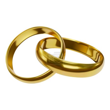 Illustration for Isolated gold wedding rings. realistic linked gold rings - Royalty Free Image