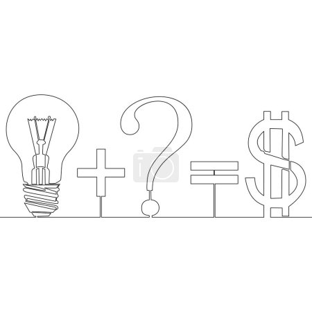 Photo for Continuous one single line drawing Value of inspiration business Idea formula make money icon vector illustration concept - Royalty Free Image