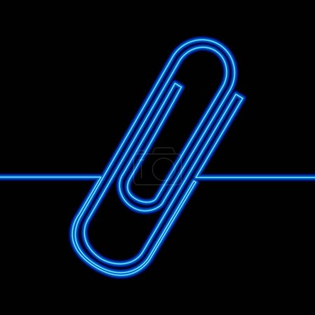 Photo for Continuous one single line drawing paper clip icon neon glow vector illustration concept - Royalty Free Image