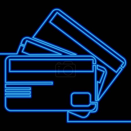 Photo for Continuous one single line drawing Set of Credit Debit Cards icon neon glow vector illustration concept - Royalty Free Image