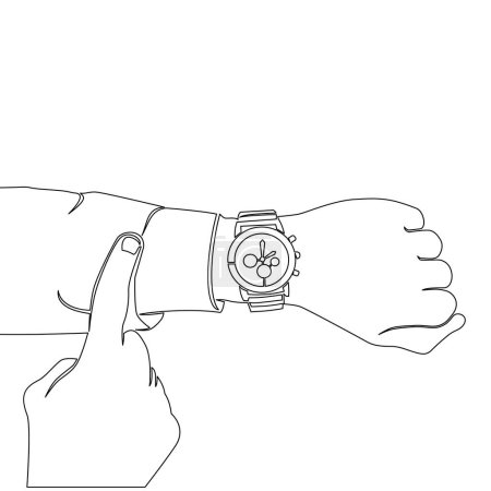 Photo for Continuous one single line drawing businessman looking his hand watch Timer icon vector illustration concept - Royalty Free Image