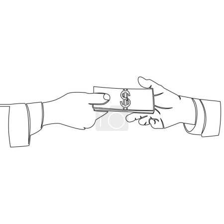 Photo for Continuous one single line drawing Hand Receiving holding money. Money investments. Giving money icon vector illustration concept - Royalty Free Image