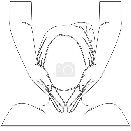 Illustration for Continuous one single line drawing Woman face massage icon vector illustration concept - Royalty Free Image