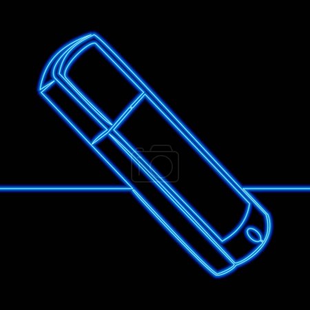 Téléchargez les illustrations : Icône clé USB néon lumineux vecteur illustration concept - en licence libre de droit