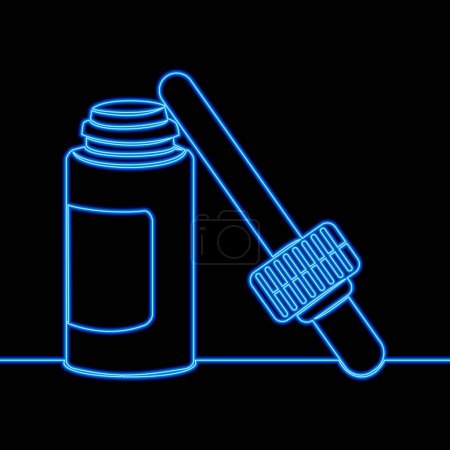 Photo for Serum premium drop. Collagen serum with dropper Ad skincare cosmetic drop and dropper icon neon glow vector illustration concept - Royalty Free Image