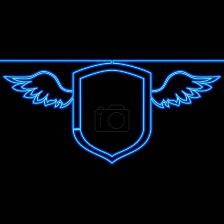 Photo for Modern professional wings shield template icon neon glow vector illustration concept - Royalty Free Image