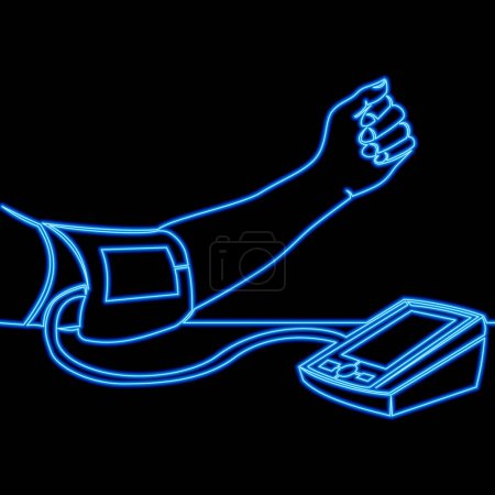 Photo for Professional Portable Arm Cuff For Sphygmomanometer Digital Blood Pressure Monitor Cuff icon neon glow vector illustration concept - Royalty Free Image