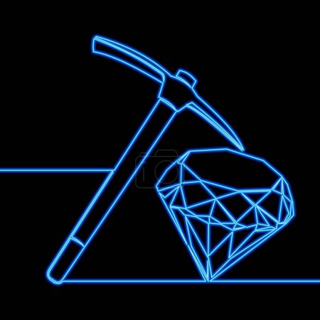 Photo for Search for diamonds in the mine with a pickaxe. extraction of jewelry icon neon glow vector illustration concept - Royalty Free Image
