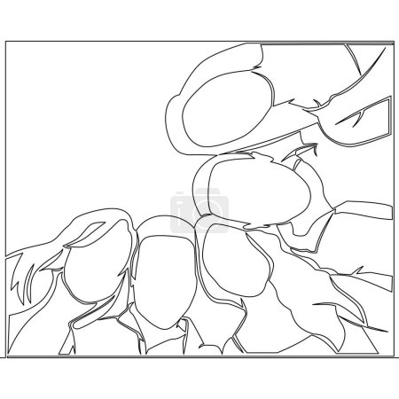 Photo for Continuous one single line drawing Group portrait of diverse happy young people standing together and hugging icon vector illustration concept - Royalty Free Image