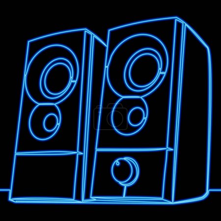 Photo for Music Loudspeakers. Speaker, columns icon neon glow vector illustration concept - Royalty Free Image