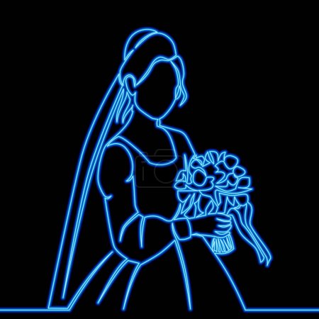 Photo for Bride holding a bouquet icon neon glow vector illustration concept - Royalty Free Image
