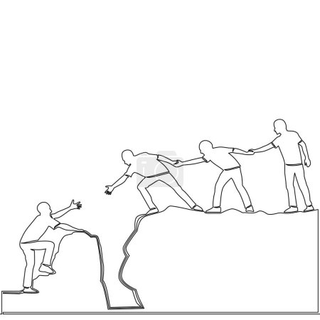 Photo for Continuous one single line drawing group of businesspeople helping each other hike up a mountain Business, success, leadership, achievement and goal icon vector illustration concept - Royalty Free Image