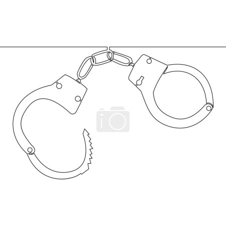 Continuous one single line drawing design of Handcuffs isolated icon vector illustration concept