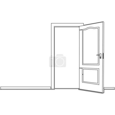 Photo for Continuous one single line drawing open doors isolated icon vector illustration concept - Royalty Free Image
