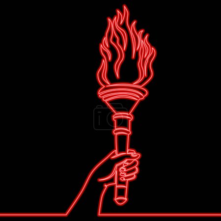 Photo for Hand holding torch symbol icon neon glow vector illustration concept - Royalty Free Image