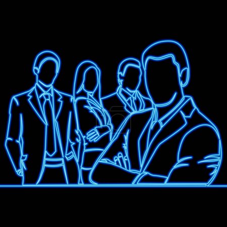 Photo for Team of business people in suits icon neon glow vector illustration concept - Royalty Free Image