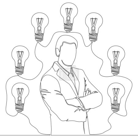 Photo for Continuous one single line drawing Businessman with many new ideas. Business icon vector illustration concept - Royalty Free Image