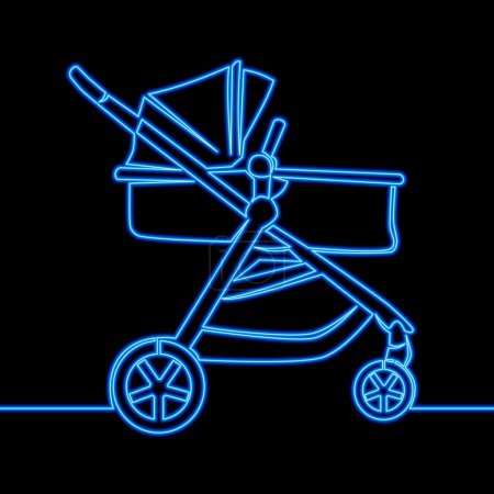 Photo for Baby stroller blue icon neon glow vector illustration concept - Royalty Free Image