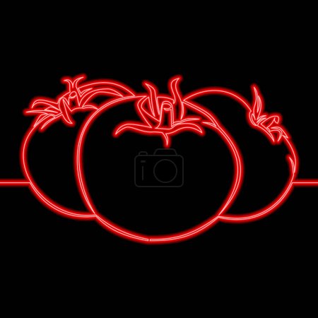 Photo for Tomato Salad ingredient. Agriculture plant. Vegan food icon neon glow vector illustration concept - Royalty Free Image