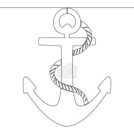 Photo for Continuous one single line drawing Large sea anchor of the ship icon vector illustration concept - Royalty Free Image