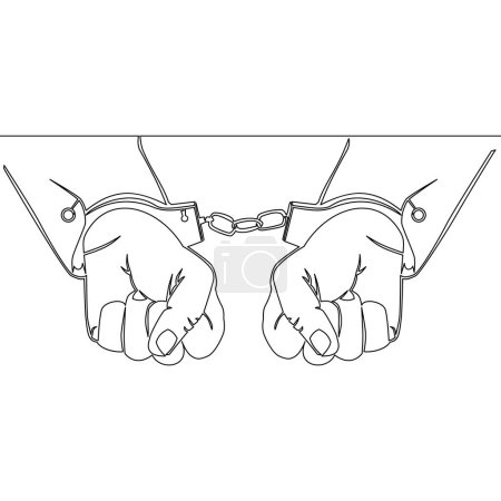 Photo for Continuous one single line drawing handcuffed prisoner Hands in handcuffs icon vector illustration concept - Royalty Free Image