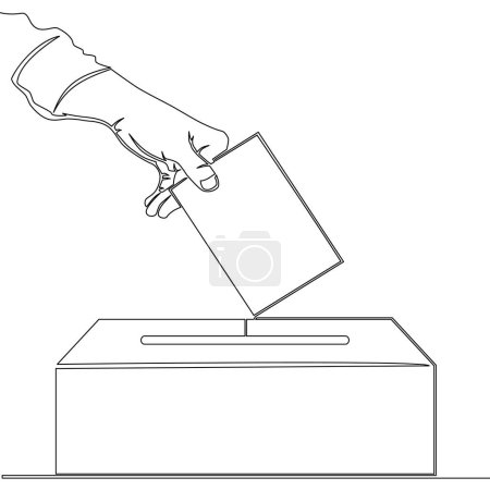 Photo for Continuous one single line drawing Hand throws ballot vote ballot box icon vector illustration concept - Royalty Free Image