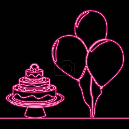 Photo for Birthday Party Happy Promotion icon neon glow vector illustration concept - Royalty Free Image