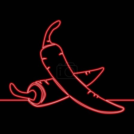 Photo for Neon chili pepper sign on black background icon neon glow vector illustration concept - Royalty Free Image