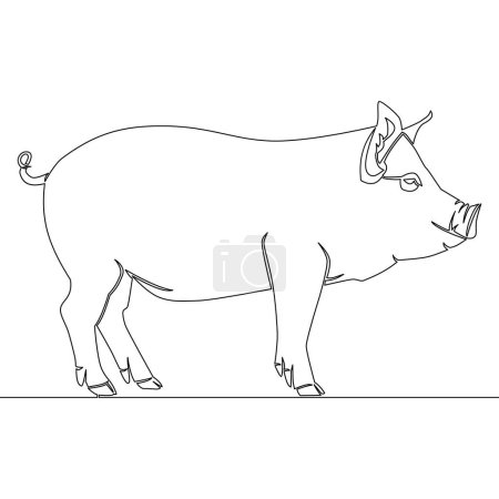 Photo for Continuous one single line drawing Pig farm animal icon vector illustration concept - Royalty Free Image
