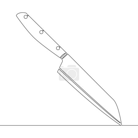 Photo for Continuous one single line drawing Kitchen knife icon vector illustration concept - Royalty Free Image