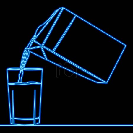 Photo for Milk carton pack and a glass of milk icon neon glow vector illustration concept - Royalty Free Image