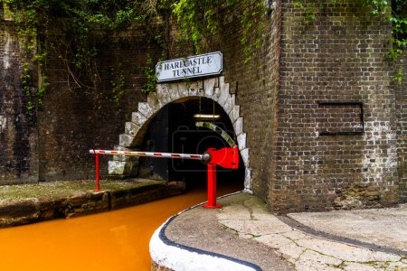 Photo for Thomas Telford northern Harecastle Tunnel entrance. The Trent and Mersey Canal Kidsgrove, Newcastle-under-Lyme. - Royalty Free Image