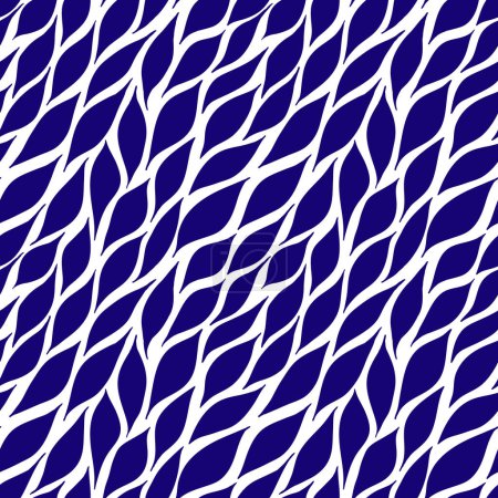 Patrón dibujado a mano de hojas abstractas. Formas similares a hojas azules oscuras sobre fondo blanco. Fondo de pantalla botánico abstracto. Patrón sin costura